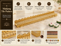 Règle de Mahjong en rotin et acrylique, bord droit ou ondulé, accessoires de table de Mahjong
