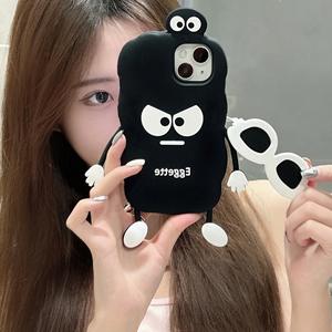 เคสโทรศัพท์ซิลิโคนสุดสร้างสรรค์ลายการ์ตูนน่ารัก3D สีดำสำหรับ <span class=keywords><strong>iPhone</strong></span> 11 <span class=keywords><strong>12</strong></span> 13 14 PRO MAX - Product Image 3