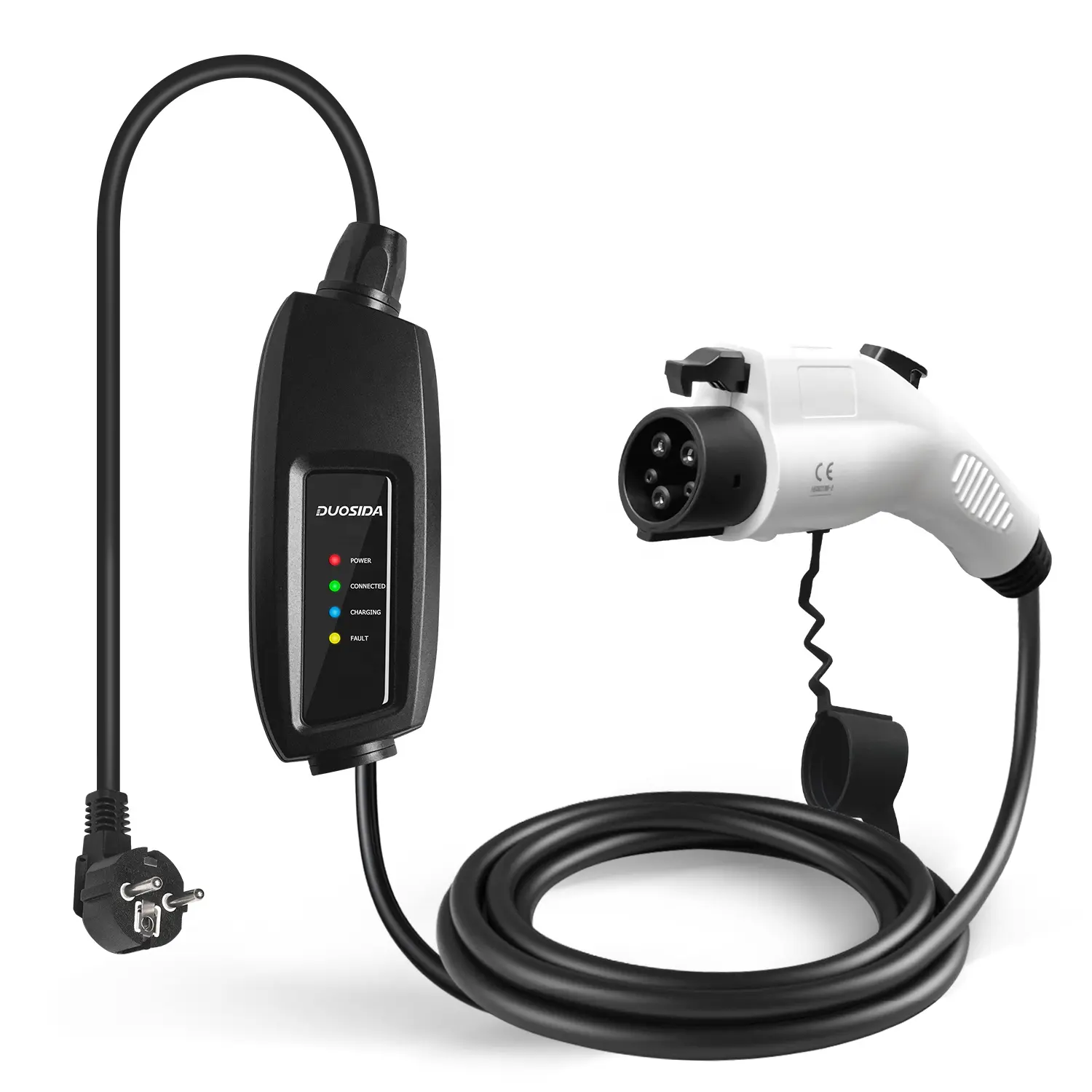 Duosida ip54 16a ev chargeur sae j1772 chargeur avec prise schuko européenne câble 5M