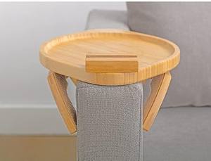 <span class=keywords><strong>Plateau</strong></span> de canapé en bambou avec support de téléphone rotatif à <span class=keywords><strong>360</strong></span>°, taille et forme personnalisées, design pliable écologique pour salon - Product Image 3