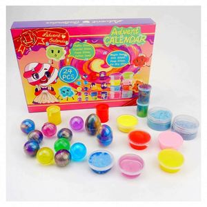 TOYSRUNNER Custom Diy Fluffy Slime Advent Calendar Box Kids Fidget <b>Putty</b> Mixing Magic Powder Soft Advent Calendar - Product Image 1