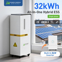 Système de batterie domestique LiFePO4 51,2 V avec onduleur hybride Deye intégré JApower 8 kW 32 kWh monophasé tout-en-un ESS pour l'énergie solaire