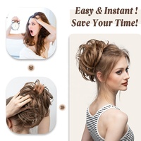 Moño Elástico Rizado y Ondulado al por Mayor para Mujer, Postizo de Cabello Sintético para Peinado Instantáneo, Moños Despeinados para Mujer
