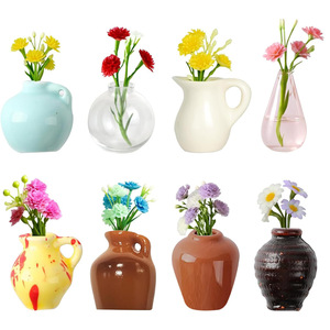 Imanes de Refrigerador con Mini Jarrones de Cerámica y Flores Artificiales, Divertidos Imanes Pequeños para Decoración de Refrigerador, Oficina, Cocina - Product Image 1