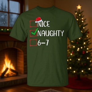 Nice Naughty 6-7 Christmas <b>Meme</b> <b>T</b>-<b>Shirt</b> With Santa Hat Design For Holiday Fun - Product Image 3