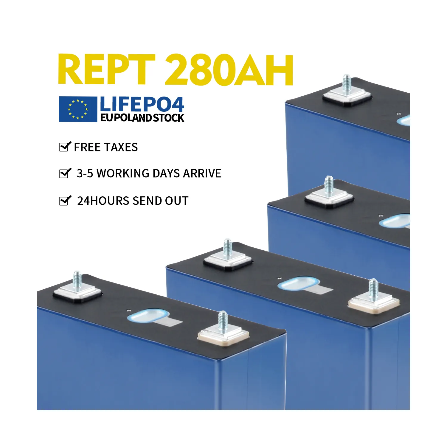 Rept 280ah Lifepo4 hücreleri 12v Lifepo4 araba pil sınıfı A Lifepo4 prizmatik Zelle lityum pil 3.2v 280ah Rept 280ah