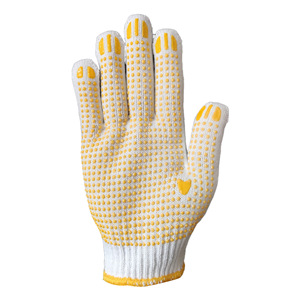 Cotton Safety <b>Gloves</b> With Blue Dotted Grip For Construction And General Work Use - Product Image 2