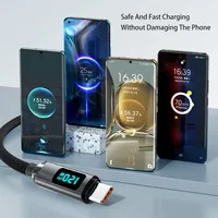 Câble de charge super rapide USB vers Type C 120W avec affichage numérique pour Xiaomi Huawei Oppo OnePlus iPhone 15 16 17 18 Câble de données