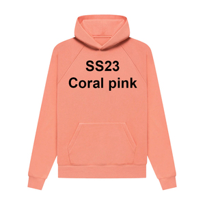 Felpa con Cappuccio ESSENTIAL da <span class=keywords><strong>Uomo</strong></span> in Cotone Oversize di Alta Qualità, Stile Casual con Stampa Lettering, Collezione SS23, Rosa Corallo per la Stagione Primaverile - Product Image 1