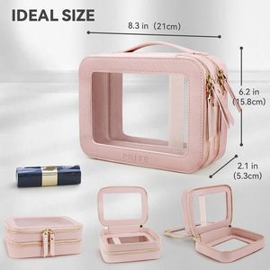 กระเป๋าใส่เครื่องสำอางแบบซิปใส PVC ขายส่ง กระเป๋าเครื่องสำอางสำหรับเดินทางทำจากหนัง PU - Product Image 4