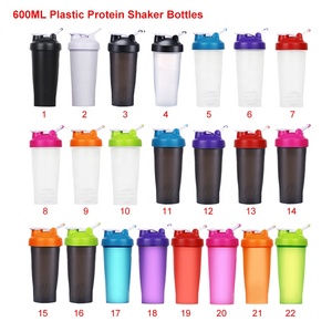 Business <strong>Gift</strong> 600ml Plastic <strong>Protein</strong> Shaker Water Bottle Custom Logo with Metal Mixer &amp; Leak Proof Lids for GYM Fitness BPA Free - Product Image 5