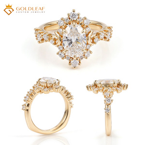แหวนเพชรทรงรีสั่งทำพิเศษ Goldleafgem ขนาด 1-4 กะรัต DEF VVS VS เพชรเพาะเลี้ยงในห้องปฏิบัติการ แหวนหมั้นหรูหรา ทอง 14K 18K แหวนแต่งงาน พร้อมใบรับรอง IGI - Product Image 1