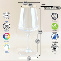 Verre à vin en acrylique de qualité alimentaire 460 ml, sans BPA, incassable, avec logo personnalisé