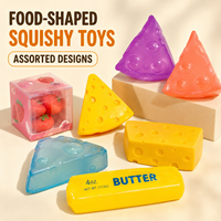 Collection de jouets anti-stress en forme d'aliments à remontée lente : bâtonnets de beurre, tranches de fromage et cubes en boîte – Vente en gros
