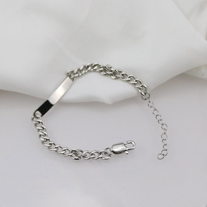 Chaîne de type curb en acier inoxydable gravable, motif géométrique, bracelet cubain pour <span class=keywords><strong>couple</strong></span>, bracelet pour homme, cadeau personnalisé, bijoux en gros - Product Image 5