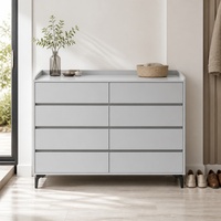 Commode à 5 tiroirs en MDF avec pieds en métal noir, armoire de rangement minimaliste sans poignées pour chambre à coucher, salon