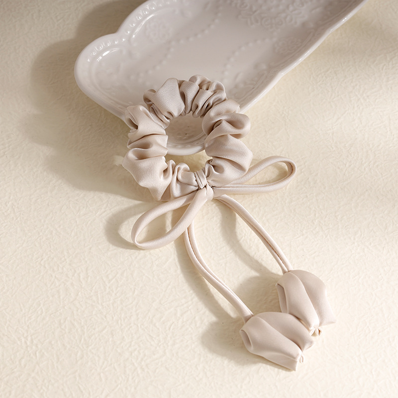 Korean Tulip Flower Ribbon Hair Scrunchies Simple Bow Hair Ties