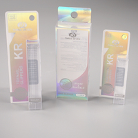 Boîte d'emballage en plastique pliable personnalisée, effet laser, design argenté, matériaux recyclés en PET/PVC transparents pour cadeaux, artisanat, stylos, papeterie