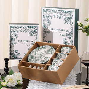 Cadeaux de pendaison de crémaillère, service de vaisselle, ensemble de plats et de bols en céramique, vaisselle en porcelaine, ensemble de plats de cuisine - Product Image 2
