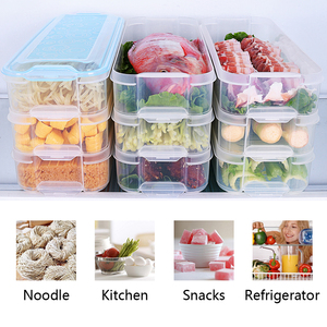3 gói rõ ràng hình chữ nhật mì hộp lưu trữ thực phẩm nhựa Stackable <span class=keywords><strong>container</strong></span> thực phẩm với nắp cho tủ lạnh - Product Image 6