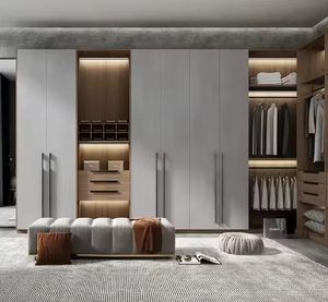 Armarios de Madera Natural Modernos y Personalizados con Gran Espacio Abierto para Ropa - Product Image 1