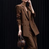 Ensemble deux pièces Bettergirl 2026 Nouvelle Collection : Blazer à revers et manches longues croisé et Jupe longue fendue mi-longue