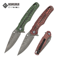 Nouveau Couteau Pliant Damas 2026 60 HRC, Couteau de Poche EDC pour Camping en Plein Air, Multifonction, Manche Ergonomique Coloré