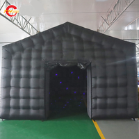 Tente de fête extérieure en PVC, cube gonflable d'éclairage disco LED portable noir OEM, 8x8x4m