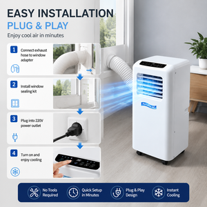 Nuovo <span class=keywords><strong>Condizionatore</strong></span> d'Aria Portatile 1200W-3600W con Compressore, Solo Raffreddamento, Frequenza Fissa, Nessun Unità Esterna Richiesta, Plug & Play, Facile da Usare - Product Image 2