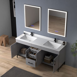 Mueble de Baño Moderno Gris de 72 Pulgadas con Espejo LED y Lavabos Dobles, Diseño Resistente al Agua, Construcción Duradera, Hecho en Vietnam - Product Image 3