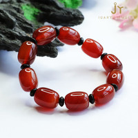 Bracelets de pierres précieuses en forme de baril de pierres précieuses Bracelets de perles de calcédoine en gros Bracelets de perles d'agate rouge de pierre de bijoux