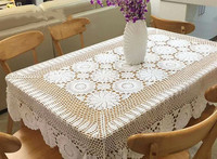 Nappe de table rectangulaire blanche tissée à la main 100 % coton, moderne, anti-taches, personnalisable, avec motif ajouré, pour usage hôtelier