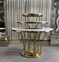 Table à gâteau de mariage en acier inoxydable de style luxe étranger pour location de mariage, présentoir à desserts pour mariés