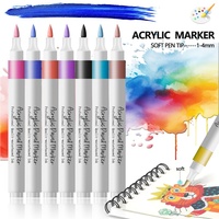 Marqueurs de peinture acrylique pour enfants, dessin, graffiti, bricolage, artisanat, peinture à base d'eau, pointe pinceau à séchage rapide, ensemble de stylos de peinture