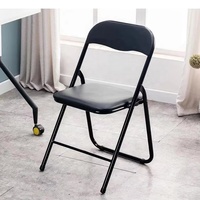 Chaise de salle à manger pliante en fer noir moderne - Chaise pliante en métal légère, durable et portable pour l'extérieur, le jardin, le salon et les événements
