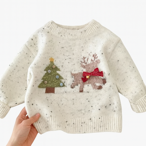 2025 NEW Eco-Friendly 100% Cotton <strong>Christmas</strong> Reindeer Tree Pattern Winter Knit Pullover ODM OEM <strong>Boys</strong> Sweater Warm <strong>Jumper</strong> <strong>Boy</strong> - Product Image 3