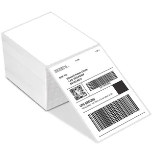 Etiquetas adhesivas de papel con revestimiento superior personalizado, etiquetas adhesivas de papel térmico directo 4x6, venta al por mayor