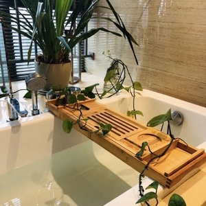 Étagère de rangement pour baignoire en bambou, extensible, antidérapante, style minimaliste nordique, étagère de salle de bain - Product Image 3