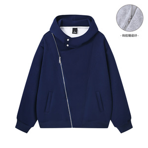 Sweat-shirt à capuche Weixing à manches longues avec poche zippée, décontracté pour jeunes, blanc, gris clair, bleu marine, noir - Product Image 2