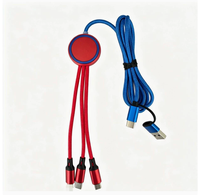 Câble de charge rapide 3-en-1 tressé coloré, compatible avec Type C pour smartphone, personnalisable avec logo, idéal comme cadeau - Vente Flash