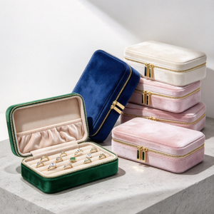 Cody New Swan Étui à bijoux portable en tissu velours avec fermeture éclair, design raffiné, vente en gros - Product Image 2