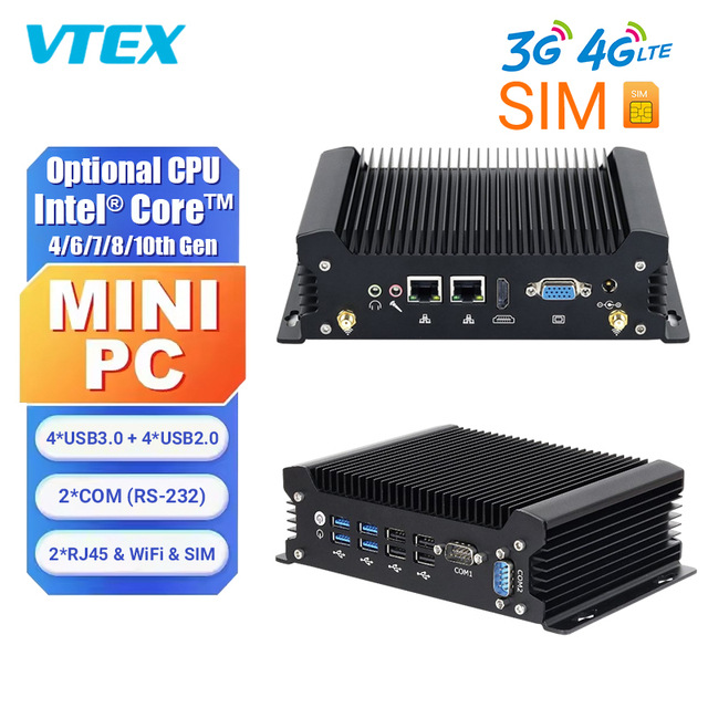 4G Module I3-6167U CPU Industrial Mini Pc Dual LAN 12V DC Compact Win Linux OS Mini PCIe Slot with SIM 4G Industrial Computer