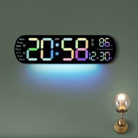 Horloge murale LED grand écran Huayang 5502, affichage multifonctionnel, température, date, semaine, minuterie, télécommande pour salon