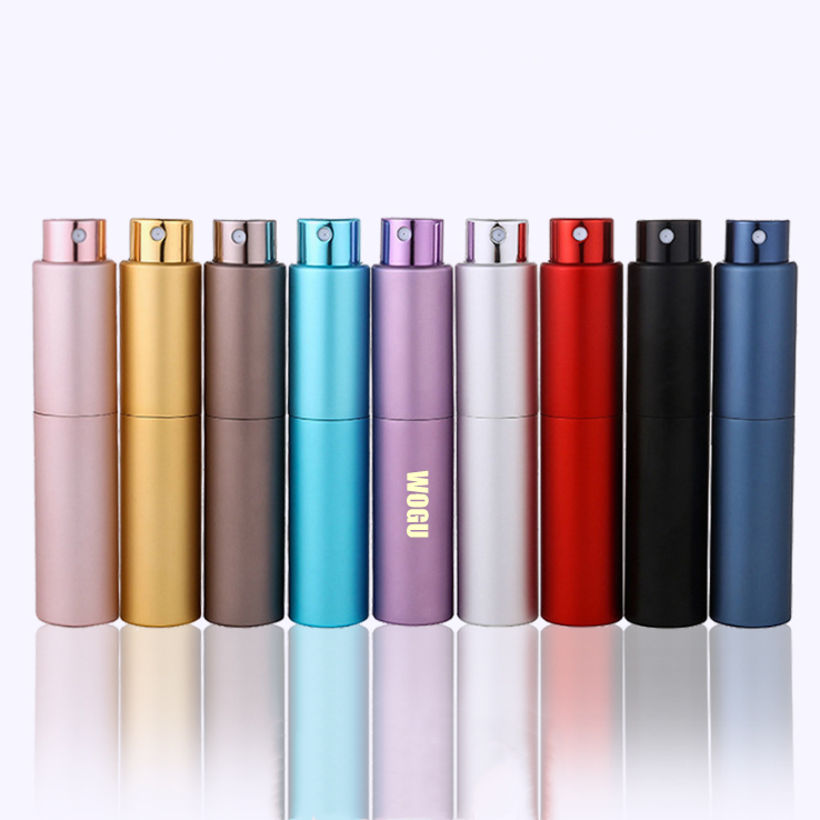 High end twist aluminum spray cosmetic packaging 5ml 10ml empty glass spray perfume bottle