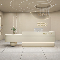 Bureau de réception moderne en bois blanc avec éclairage LED, durable et réglable, pour hôtel, salle de sport, bureau, bar et hall