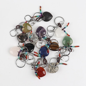 Giá bán buôn đá quý tự nhiên hình trái tim Keychain lo lắng đá Keychain - Product Image 3