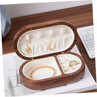 Boîte à bijoux en bois vintage élégante Organisateur portable pour voyage Mallette de rangement compacte peinte pour colliers Bracelets boucles d'oreilles