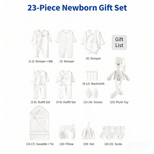 Set Regalo 23 Pezzi di Vestiti per Neonati in Cotone, <span class=keywords><strong>Corredino</strong></span> per Baby Shower 0-6 Mesi con Coperta e Peluche - Product Image 4