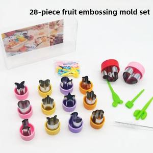 Ensemble de 28 moules à fruits en relief, moule à pâtes papillon, <span class=keywords><strong>emporte</strong></span>-pièces à biscuits avec protection pour les mains, modèle XD2023-5PCS - Product Image 1