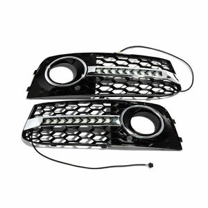 Cadre de phare antibrouillard noir brillant, grille de phare antibrouillard A4, cache de phare avant avec LED pour Audi A4L 2008 2009 2010 2011 2012 Non S-Line B8 - Product Image 1